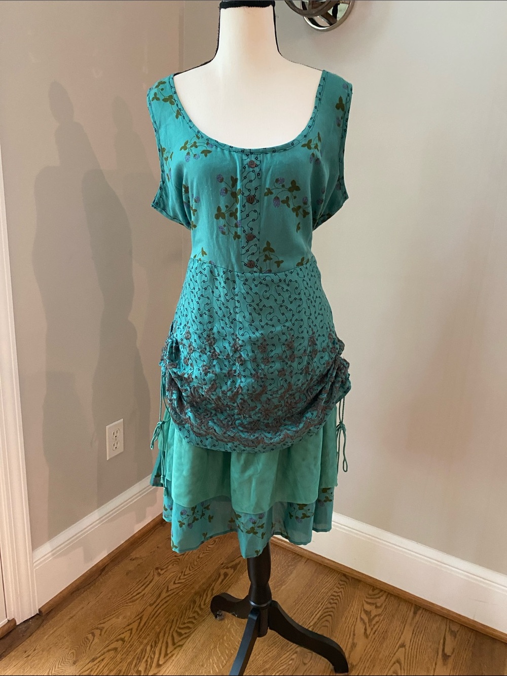 Joe Browns Up and Down dress bohemian teal embroidered L/XL